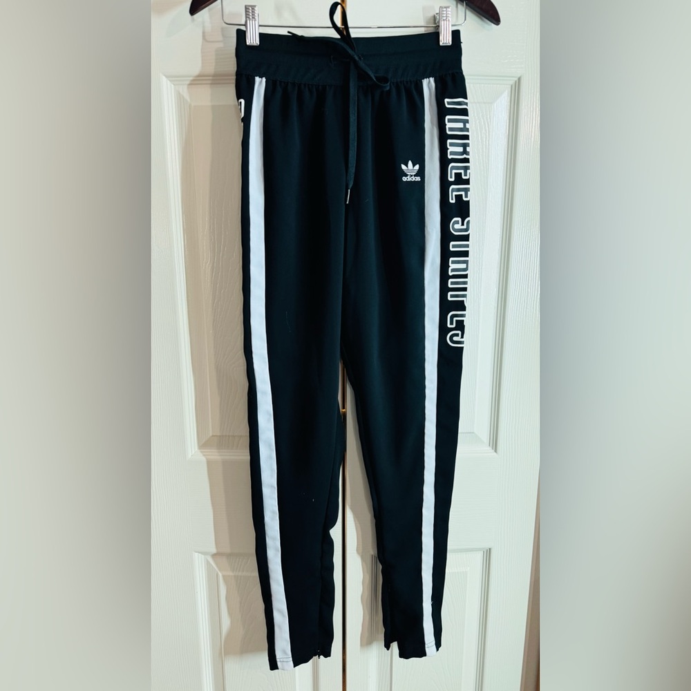 Adidas 3 Stripes Track Pants - Black White XS